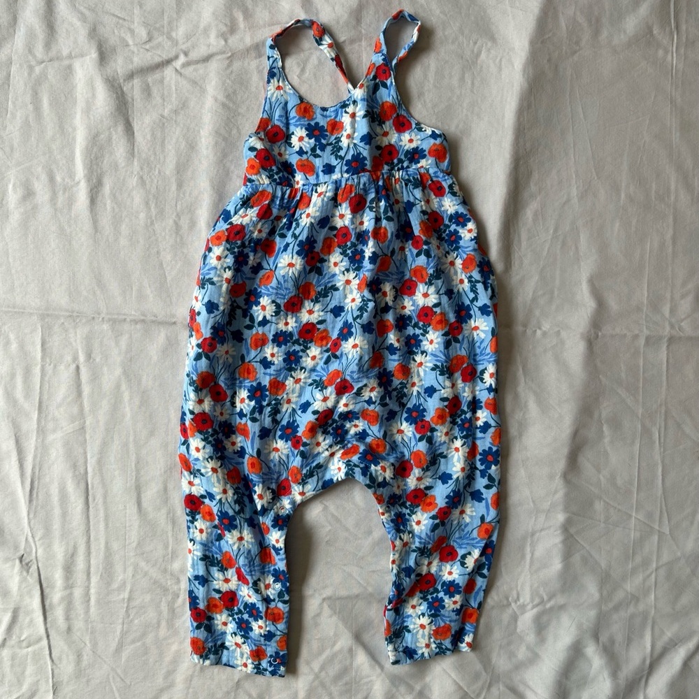 Angel Dear Floral Blue and Red Romper, 18-24 months